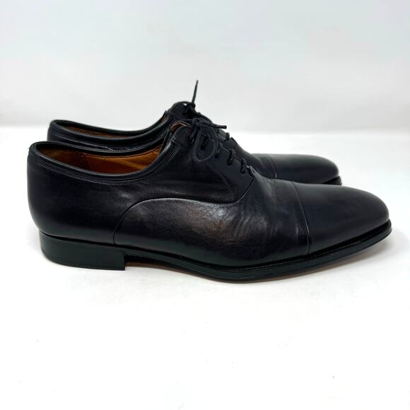 Magnanni Federico Toe Cap Black Leather Oxford Shoes Mens 10.5 Old Money Work - Picture 5 of 10